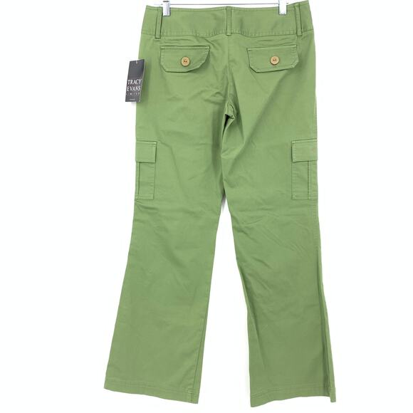 Y2K Tracy Evans Women's Size 9 Wide Leg Cargo Pants Green NEW - Picture 2 of 6